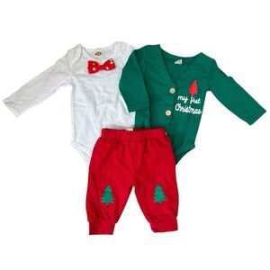 3-6m Baby Christmas Clothing Bundle Holiday Christmas Tree Bow Tie Lot 6 Month
